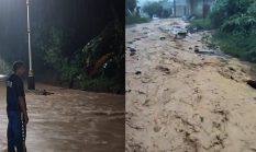 Ruas Loji-Geopark Tertutup Banjir dan Tiang Roboh, Akses Lalu Lintas Terganggu